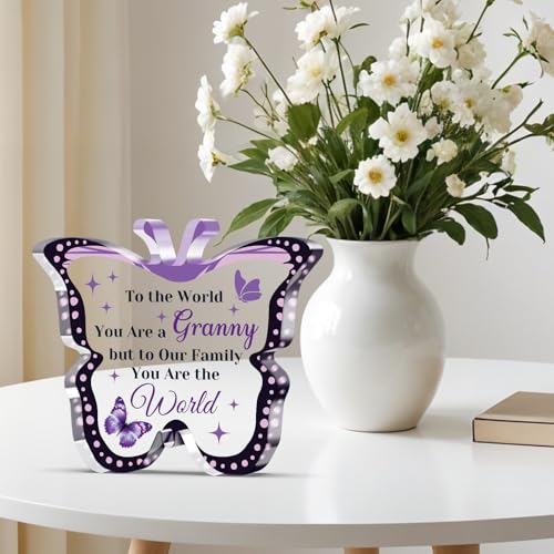 Vadaka Acrylic Granny Desk Sign Butterfly Home Decor Gift for Grandkids