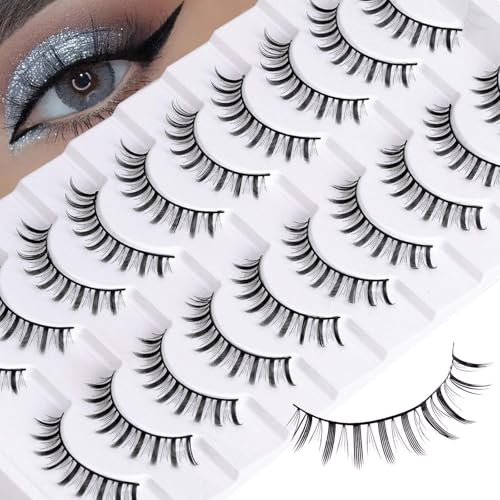 Natural False Eyelashes 10 Pairs Reusable Soft Cotton Band Strip Lashes