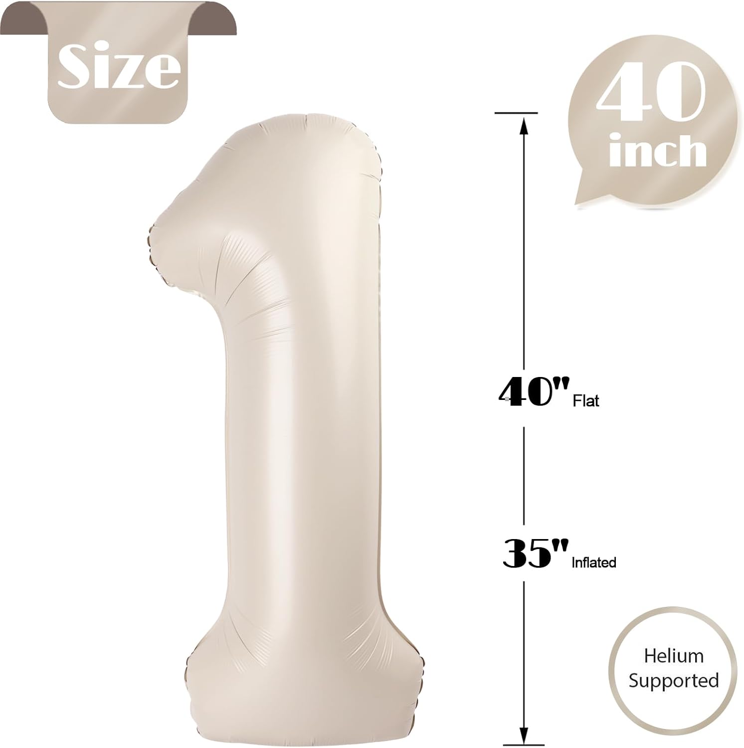 Shiny Cream 40-Inch Balloon - 1st Birthday Decorations for Baby Boy/Girl | Perfect Party Supplies