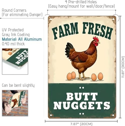 Funny Chicken Coop Metal Sign, 8x12 Inch Tin Decor