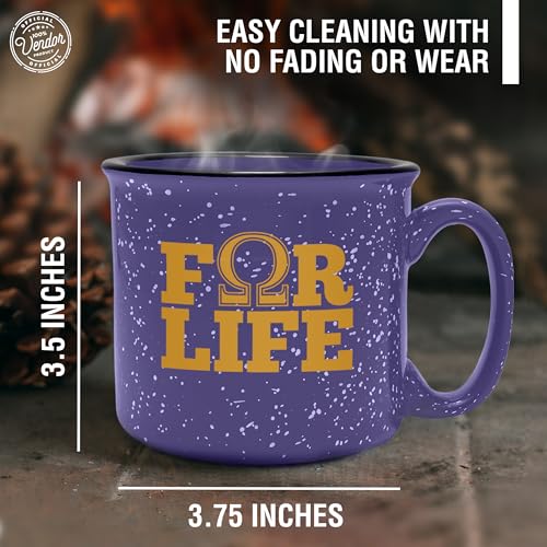 Omega Psi Phi Fraternity 15 oz Campfire Mug - Omega For Life Variation