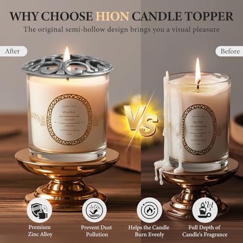 Hion Space-Silver Candle Topper for Even Burn - Fits Large Jar Candles