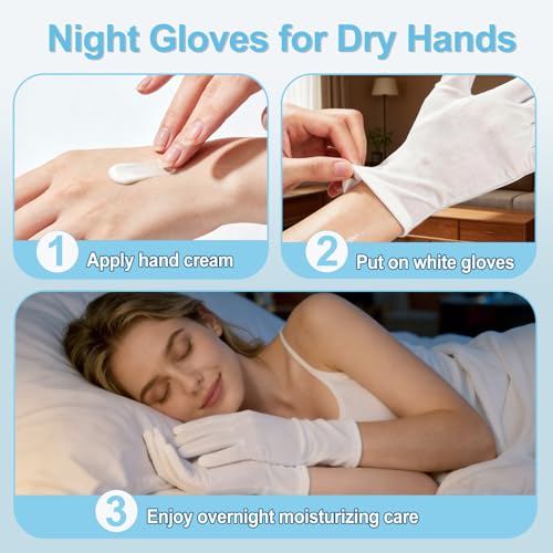 12-Pack White Cotton Gloves for Dry Hands, Eczema Care & Sleeping