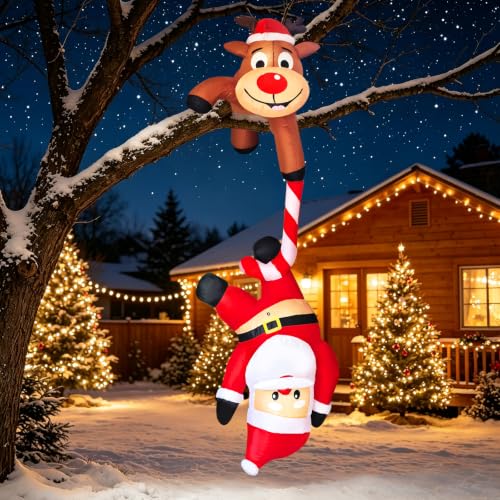 7.2ft Inflatable Christmas Santa Claus with Reindeer & LED Lights - Indoor Outdoor Holiday Decor