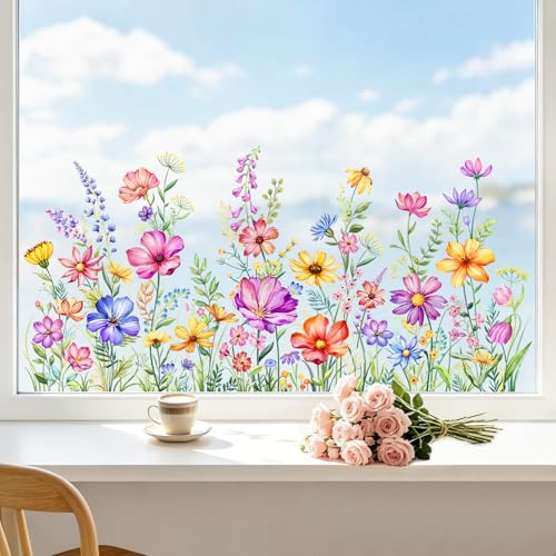 Colorful Wildflower Window Clings - Double-Sided Floral Decals