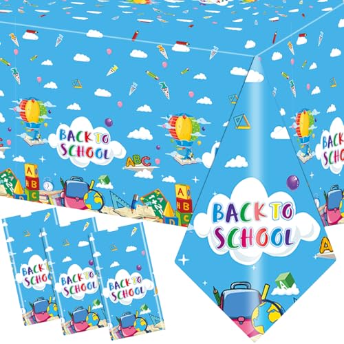 Back to School Tablecloths - 3pcs Disposable Party Supplies, 54x108 Inches