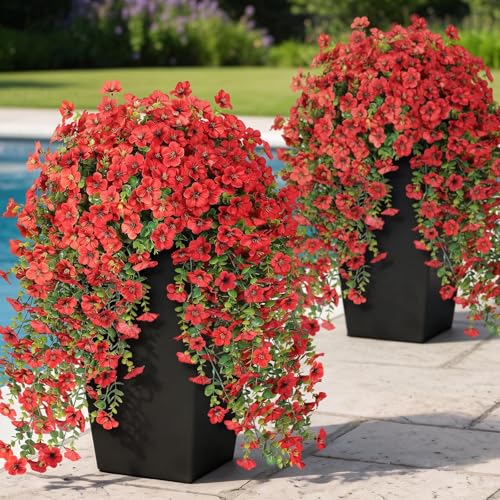 VIERENA Red 4 Bundles 29.5" Artificial Hanging Silk Flowers