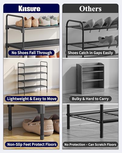 Kitsure 26.6" Wide Black Shoe Rack - 4 Tier Closet Organizer