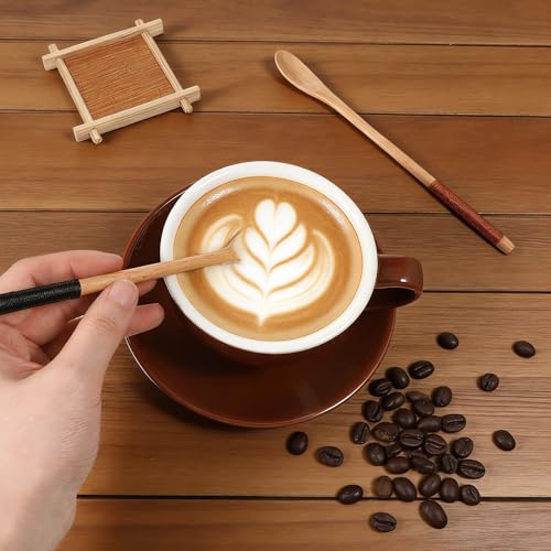 8-Inch Wooden Honey Spoons - Set of 2 Long Handle Teaspoons