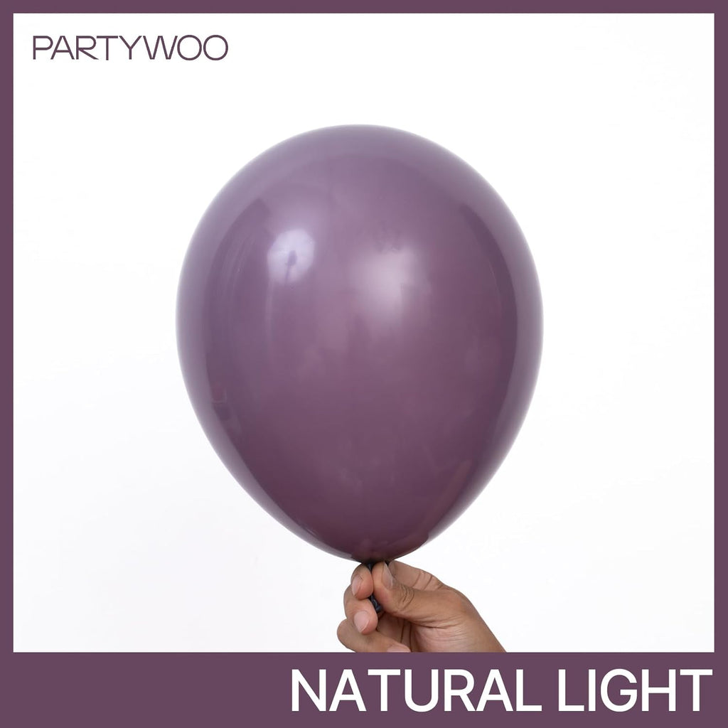 PartyWoo Dusty Purple Balloons - 100 Pcs Latex Helium Balloon Arch Kit | Various Sizes for Baby Shower & Birthday Decor