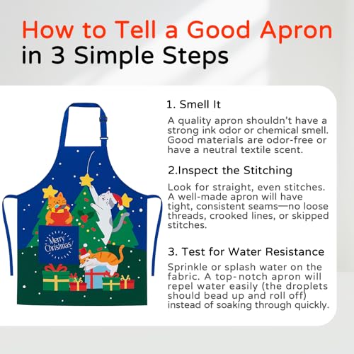 Christmas Funny Apron, Adjustable Kitchen Bib Apron with Cat Design