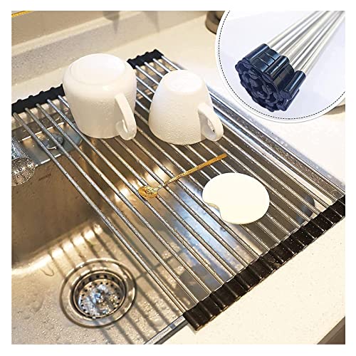 Roll-Up Dish Drying Rack - 17.7" x 11.2" Stainless Steel Over-Sink Mat