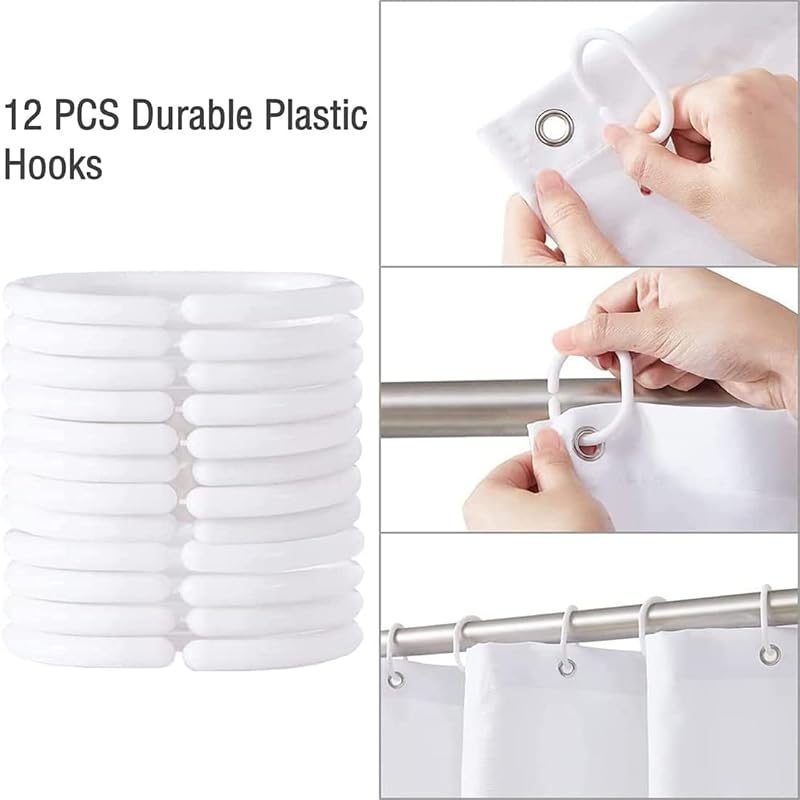 Christmas Snowflake Shower Curtain Red White 72x72 with 12 Hooks – Waterproof Polyester