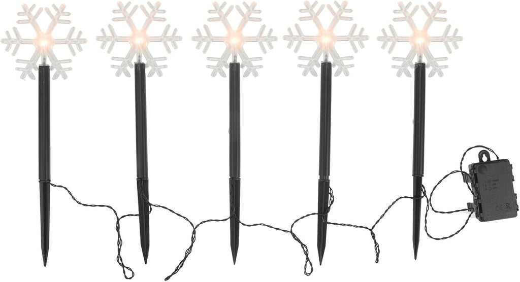 Uonlytech Christmas Snowflake Garden Lights - 5 Pack Battery Operated Waterproof Decor for Patio & Yard