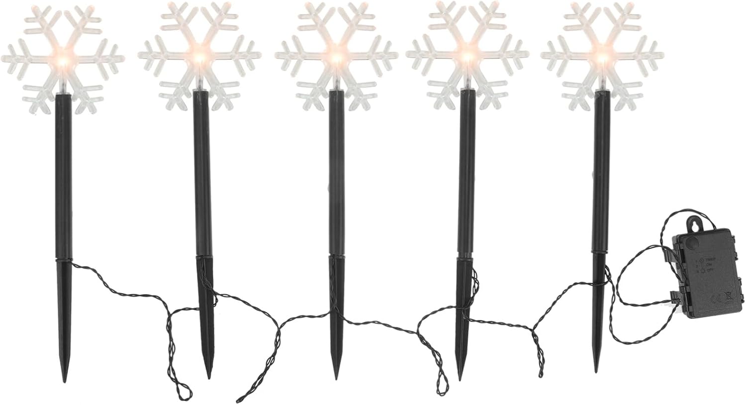 Uonlytech Christmas Snowflake Garden Lights - 5 Pack Battery Operated Waterproof Decor for Patio & Yard