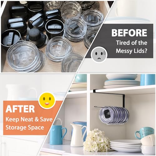 Jolensoy Black Tumbler Lid Organizer - Holds 10 Lids, Under-Cabinet Storage