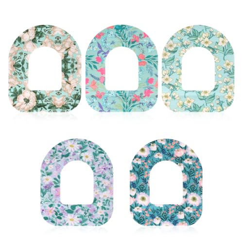 25pcs Adhesive Patches for Omnipod 5, Floral Style Sensor Patches Waterproof & Breathable CGM Overpatch Sensor Cover Compatible with Omnipod 5
