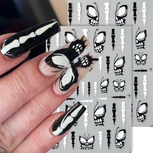Halloween Nail Stickers 6 Sheets 3D Self-Adhesive Spider Web Decals