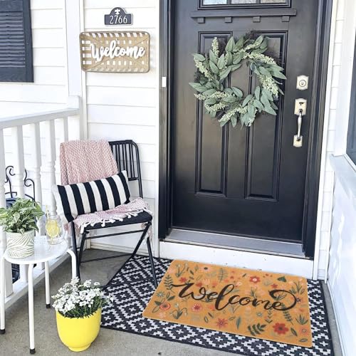 Welcome Floral Spring Doormat 17x29 Inch - Durable & Non-Slip