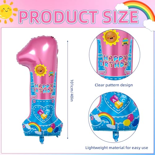 40'' Rainbow Number 1 Balloon for 1st Birthday Party Decorations