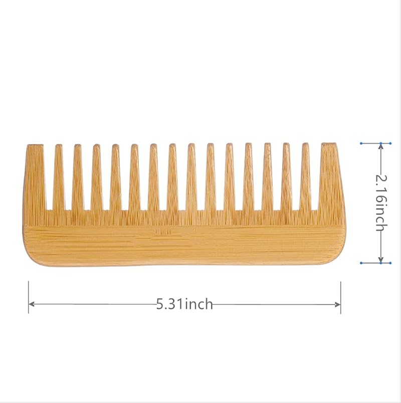 Mnixy Bamboo Wide-Tooth Hair Detangling Comb Anti-Static
