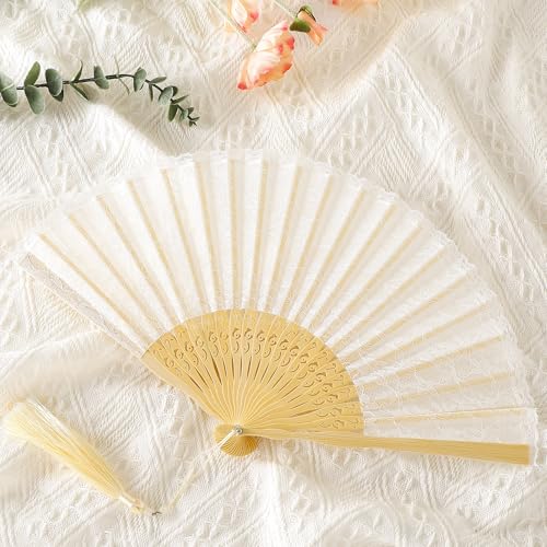 BABEYOND Handmade Lace Folding Hand Fan with Bamboo Ribs