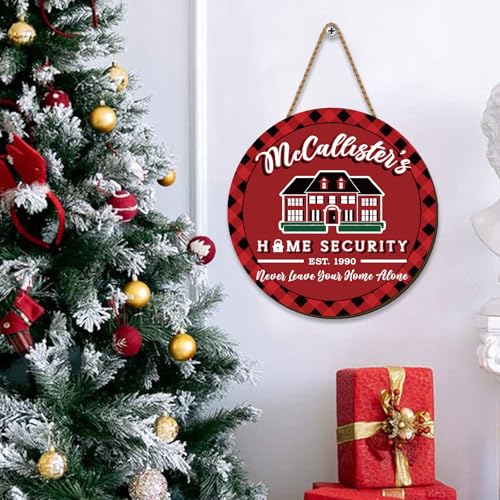 Christmas Wooden Door Sign Red and Green Holiday Hanging Wall Plaque
