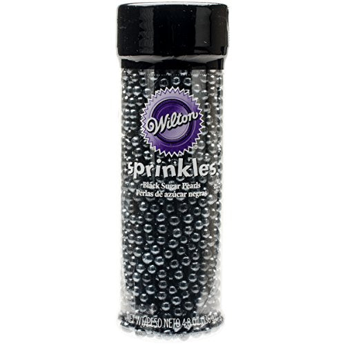 Wilton Edible Sugar Pearls, Black Cake Sprinkles - 4.8 oz Bottle