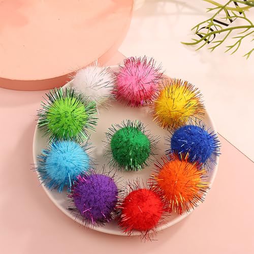 100 Pcs Small White Glitter Pom Poms for Arts and Crafts