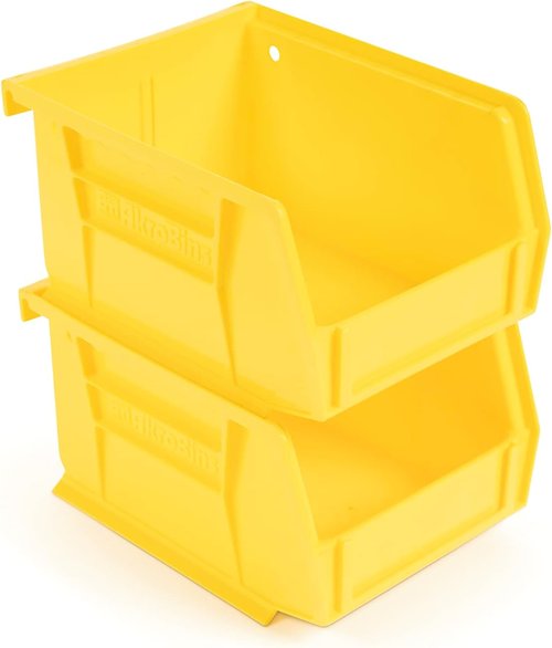 Hudson Exchange Plastic Stackable Storage Bin - Versatile Hanging Container, 5.5" x 4" x 3", Yellow