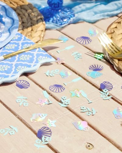 Coastal Foil Confetti Pack - 200 Pieces for Beach Party & Bachelorette Decor