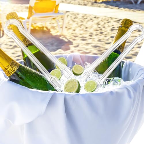 Ninsula 8 Pack Plastic Serving Tongs 6.3 Inches - Clear, Disposable Kitchen Utensils