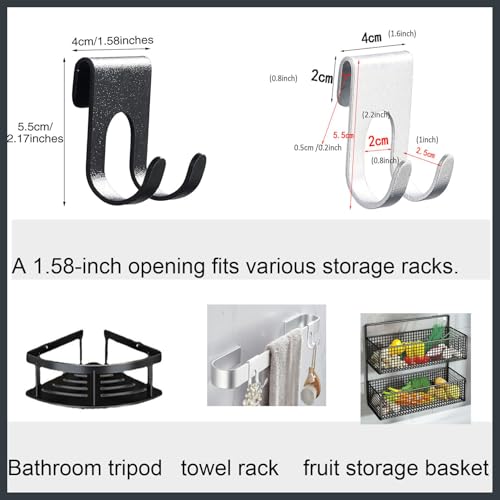 No Drill Shower Caddy Hook - 4pcs Black Razor & Towel Holder