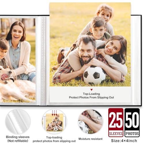 Black Linen Photo Album 4x4 - 2 Pack Top Load, Acid-Free