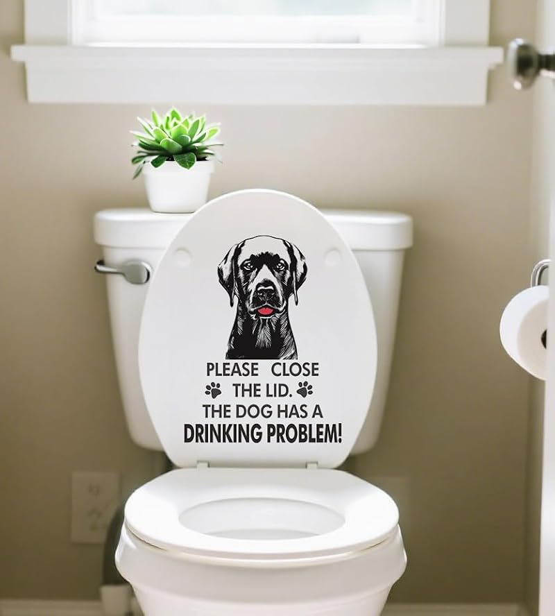 Funny Labrador Retriever Toilet Seat Decal - Waterproof Vinyl Bathroom Humor