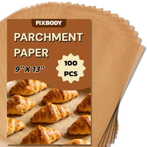 100 Pcs Non-Stick Baking Parchment Sheets - 9x13 in, Eco-Friendly