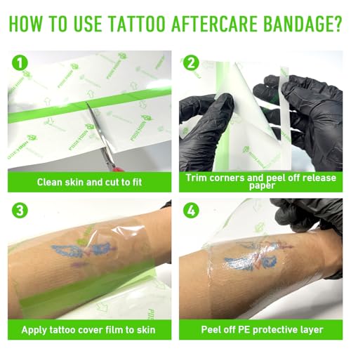 POSEIDON Tattoo Aftercare Bandage 6 in x 2 Yd, Waterproof Clear Film