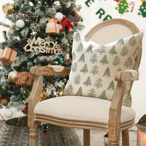 RABUSOFA Christmas Pillow Covers Set of 2 - 18x18 Inch Decorative Throw Pillows for Holiday Decor