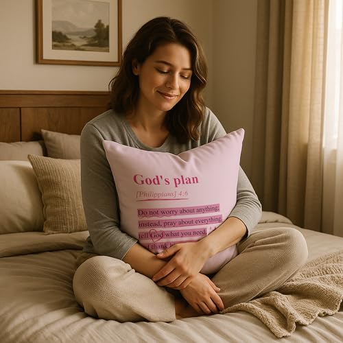 Pink Christian Pillow Cover 18x18 - Religious Home Decor