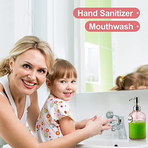 MOCLIF 16oz Clear Glass Soap Dispenser with Stainless Steel Pump