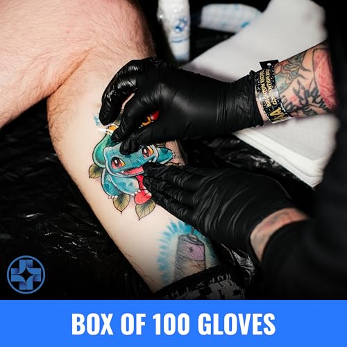 Saniderm Medium Nitrile Tattoo Gloves - 4.5 mil, Box of 100