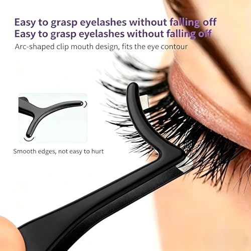 Professional Dual-End Lash Applicator & Tweezers for False Eyelashes - Black