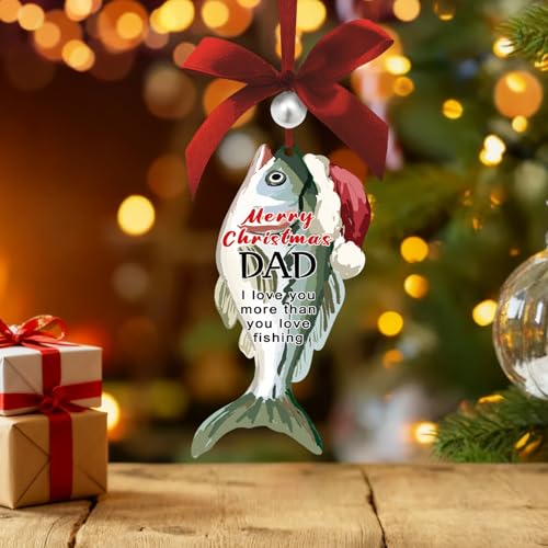 Fishing Dad Christmas Ornament - Rustic Wooden Tree Decor