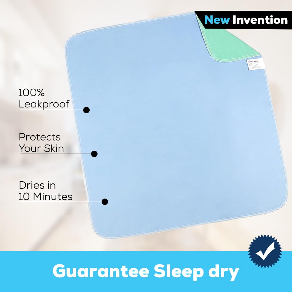 Simpli-Magic Washable Underpads - Heavy Absorbency Reusable Bedwetting Pads | 34"x36" (Pack of 6)