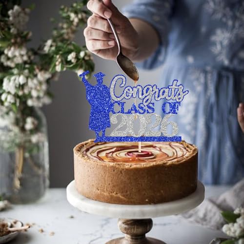 Congrats Grad 2026 Cake Topper - Glitter Graduation Decoration