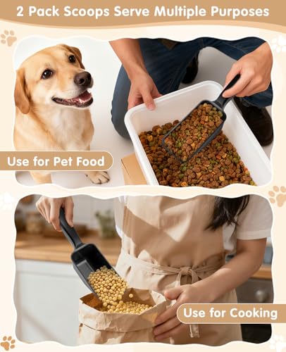 2-Pack Pet Food Scoop - 1 Cup Measuring Tool for Dogs, Cats & More