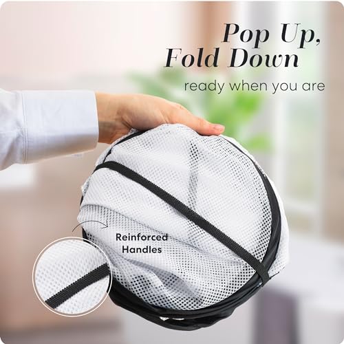 Handy Laundry Foldable Basket with 2 Compartments - White & Black