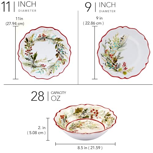 Certified International Christmas Gatherings 12 pc Melamine Dinnerware Set, Service for 4