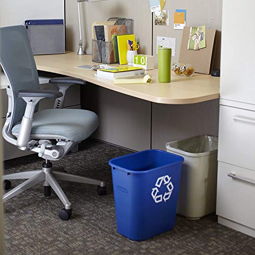 Rubbermaid 7-Gallon Blue Recycling Can - Pack of 4 for Offices & Homes