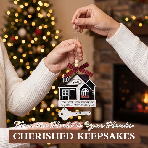2026 New Home Ornament with Greeting Card - Handcrafted Wooden Keepsake